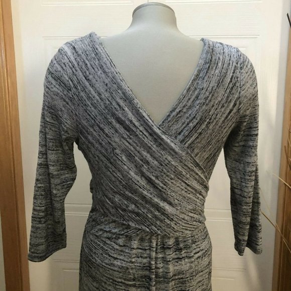 AMADI Anthropologie Lola Cross Wrap Knit Dress Light Gray Size Large - Picture 7 of 12